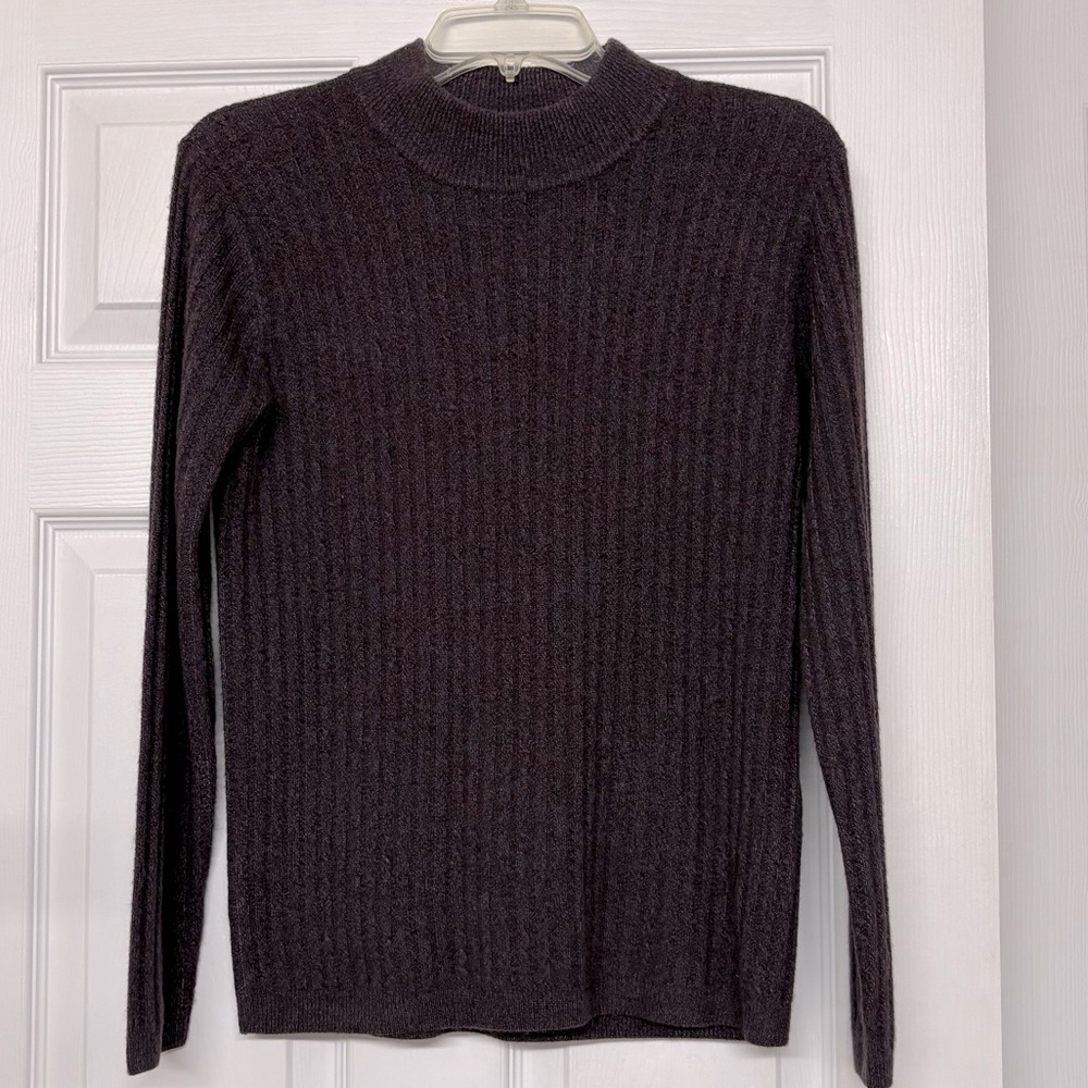 Casual Corner Annex Plum Burgundy Color Ribbed Mock Neck Sweater Sz MP